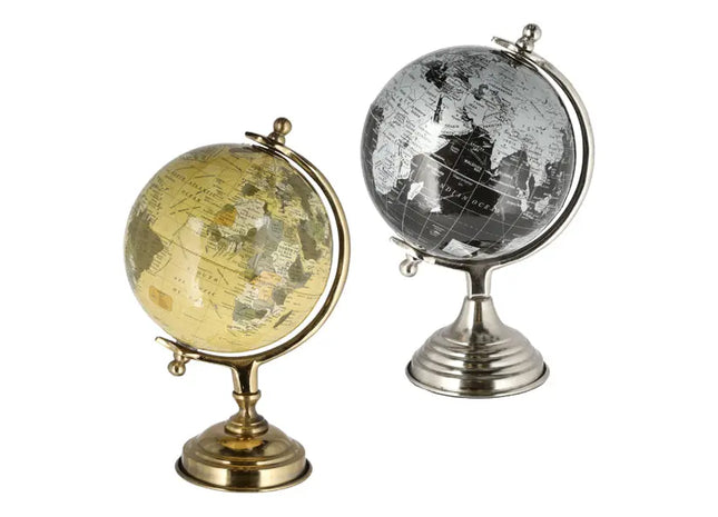 2er Set Glänzende Deko-Globen, Höhe 28 cm - Elegante Weltdekore TK Gruppe® Grosshandel 