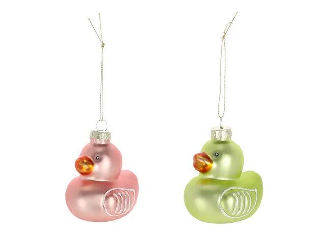 2er Set Glas-Enten Christbaumschmuck, ca. 8 cm – Originelle Baumdeko TK Gruppe® Grosshandel 