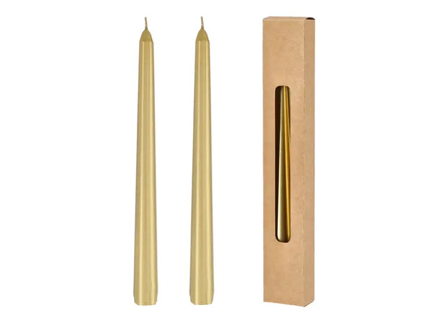 2er-Set Goldene Metallic-Stabkerzen, 25 cm - Elegantes Kerzen-Duo TK Gruppe® Grosshandel 