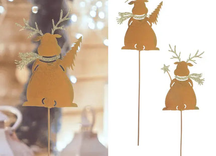 2er Set Große Gartenstecker Rentier, Rost-Optik, Höhe 32 cm TK Gruppe® Grosshandel 