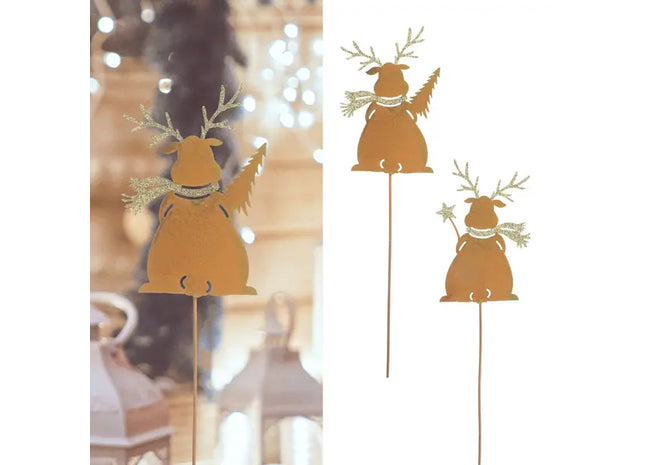 2er Set Große Gartenstecker Rentier, Rost-Optik, Höhe 32 cm TK Gruppe® Grosshandel 