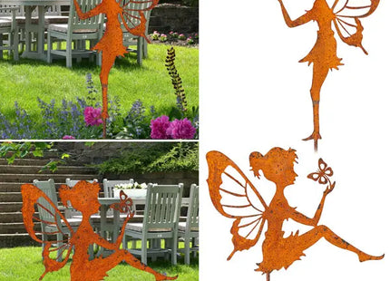 2er Set Große Gartenstecker 'Fee', Rostoptik, ca. 73cm Hoch TK Gruppe® Grosshandel 