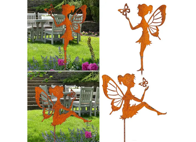 2er Set Große Gartenstecker 'Fee', Rostoptik, ca. 73cm Hoch TK Gruppe® Grosshandel 