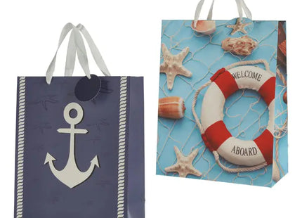 2er Set Große Geschenktüten im Maritimen Design, 32 cm Höhe TK Gruppe® Grosshandel 