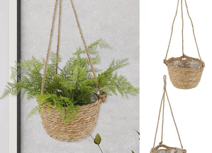 2er Set Hänge-Pflanzkörbe aus Cattail, Durchmesser 23cm - Natürliches Wohnambiente TK Gruppe® Grosshandel 