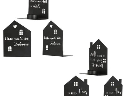 2er Set Keramikhaus Teelichthalter mit Sprüchen, Charmante Kerzenhalter TK Gruppe® Grosshandel 