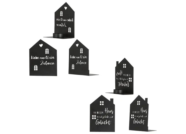2er Set Keramikhaus Teelichthalter mit Sprüchen, Charmante Kerzenhalter TK Gruppe® Grosshandel 
