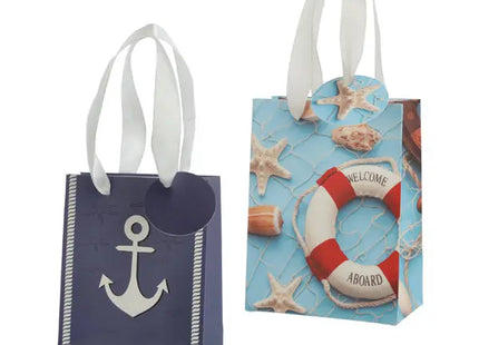 2er Set Kleine Geschenktüten im Küsten-Design, Maritim, 14 cm Höhe TK Gruppe® Grosshandel 