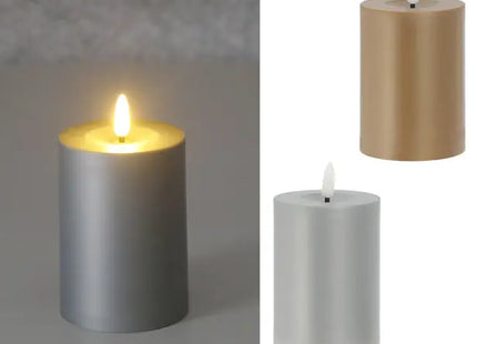 2er Set Kleine LED-Kerzen, Metallic, ca. 7x10 cm Höhe TK Gruppe® Grosshandel 