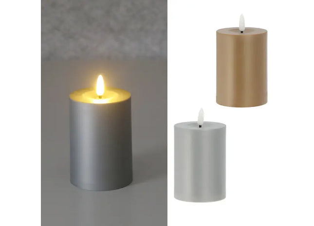 2er Set Kleine LED-Kerzen, Metallic, ca. 7x10 cm Höhe TK Gruppe® Grosshandel 