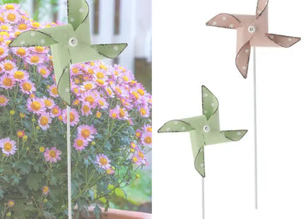 2er Set Kleine Metall-Windmühlen Gartenstecker, Höhe 43 cm TK Gruppe® Grosshandel 