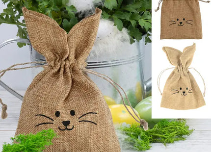 2er Set Kleine Stoffbeutel mit Hasenmotiv, Umweltfreundlich, 20x13 cm TK Gruppe® Grosshandel 