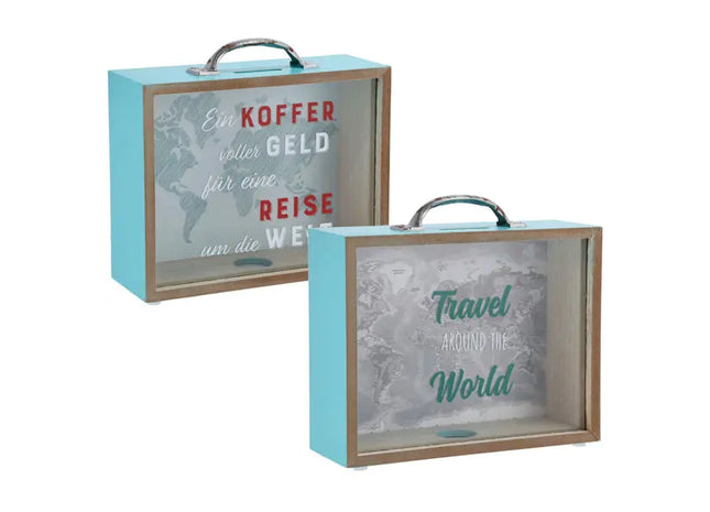 2er Set Koffer-Spardosen, 20x16 cm - Stilvoll Sparen für Reiseliebhaber TK Gruppe® Grosshandel 