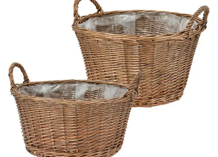 2er-Set Korb aus Weide mit Henkeln - Rustikale Aufbewahrungslösung für Zuhause TK Gruppe® Grosshandel 