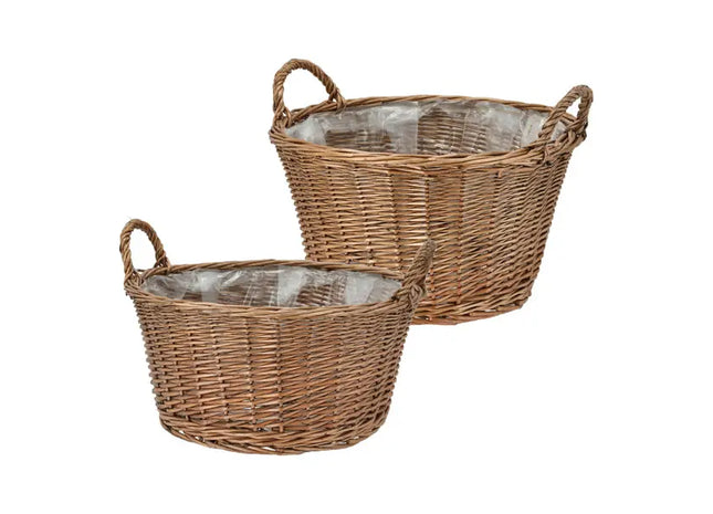 2er-Set Korb aus Weide mit Henkeln - Rustikale Aufbewahrungslösung für Zuhause TK Gruppe® Grosshandel 