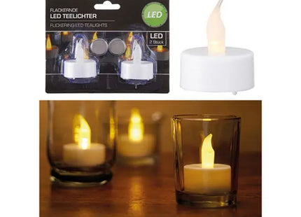2er Set LED-Teelichter inklusive Batterien, flammenlos, 4x3cm TK Gruppe® Grosshandel 