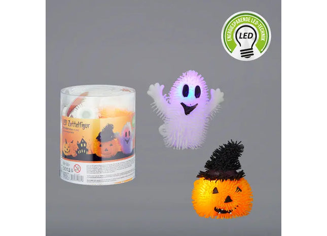 2er Set LED Zottelfiguren für Halloween, ca. 8cm – Gruselige Deko TK Gruppe® Grosshandel 