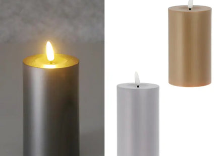 2er Set Metallische LED-Kerzen, Mittelgroß, ca. 7x12,5 cm TK Gruppe® Grosshandel 