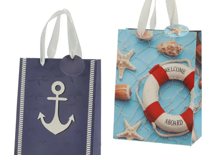 2er Set Mittelgroße Geschenktüten, Maritime Motive, 23 cm Höhe TK Gruppe® Grosshandel 