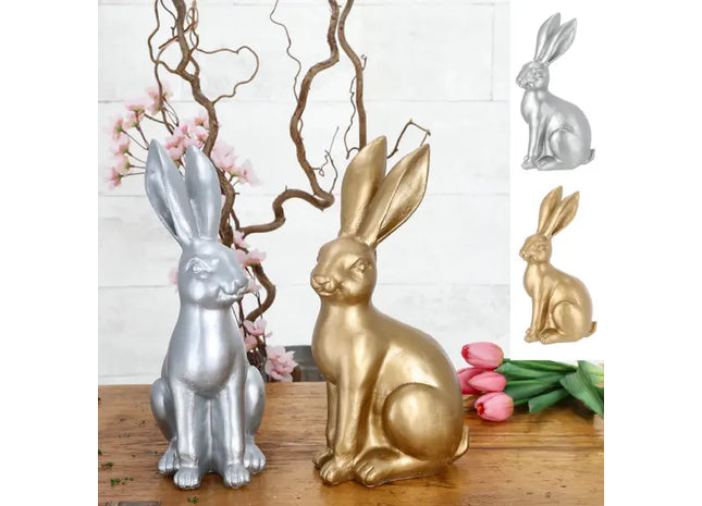2er-Set Sitzende Hasen, ca. 33 cm Hoch - Entzückende Dekofiguren TK Gruppe® Grosshandel 
