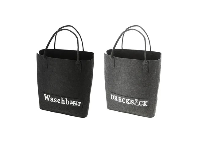 2er-Set Wäschetaschen mit Sprüchen, 40x45x25cm - Praktisch & Unterhaltsam TK Gruppe® Grosshandel 