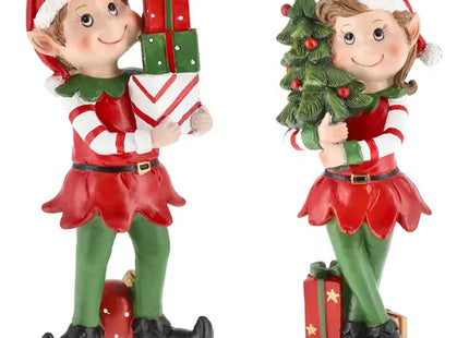 2er Set Weihnachtselfen - Fröhliche Festtagsfiguren, 24 cm Hoch TK Gruppe® Grosshandel 
