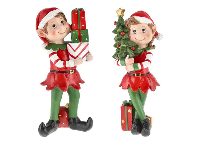 2er Set Weihnachtselfen - Fröhliche Festtagsfiguren, 24 cm Hoch TK Gruppe® Grosshandel 