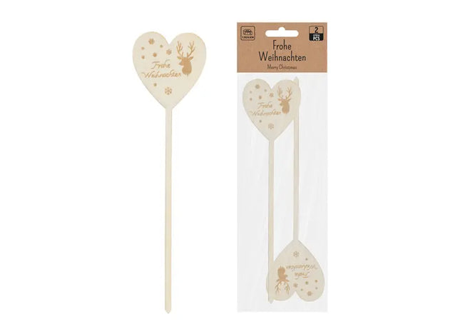2er Set Weihnachtsherzen zum Stecken, 'Frohe Weihnachten', 25cm TK Gruppe® Grosshandel 