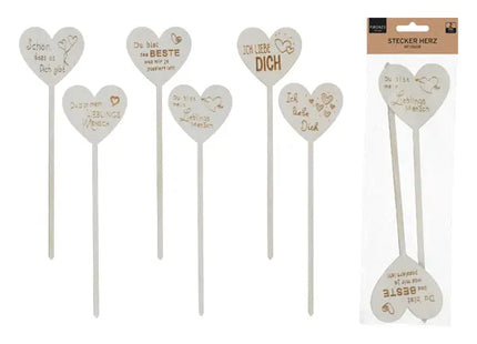 2er Set Weiße Herzstecker mit Gravur, 24 cm Höhe TK Gruppe® Grosshandel 