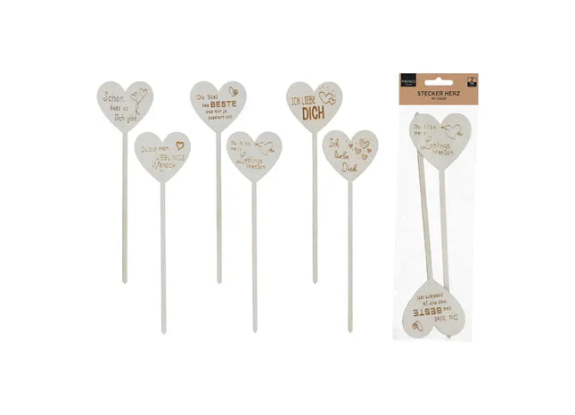 2er Set Weiße Herzstecker mit Gravur, 24 cm Höhe TK Gruppe® Grosshandel 