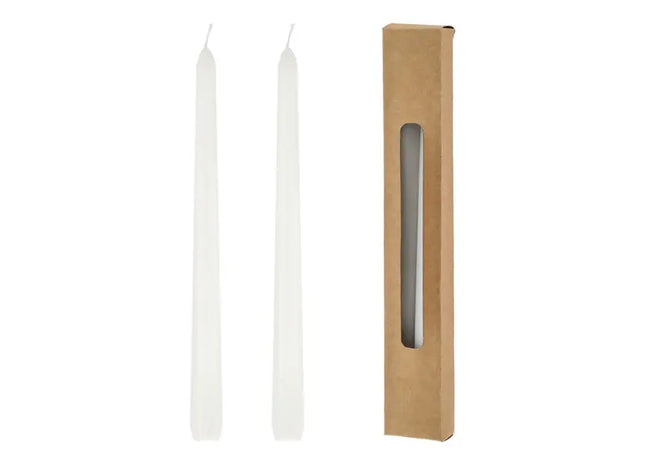 2er Set Weiße Stabkerzen, 25cm - Elegante Beleuchtung für Zuhause TK Gruppe® Grosshandel 