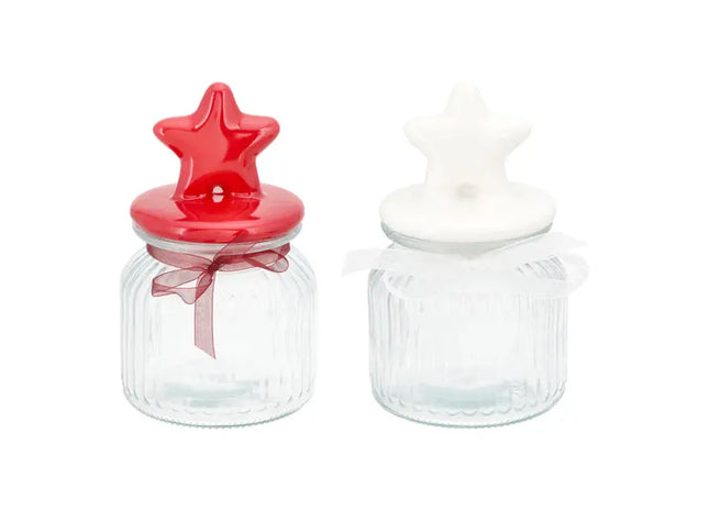 2er-Set mittlere Vorratsdosen mit Stern-Deckel, ca. 18cm Höhe TK Gruppe® Grosshandel 