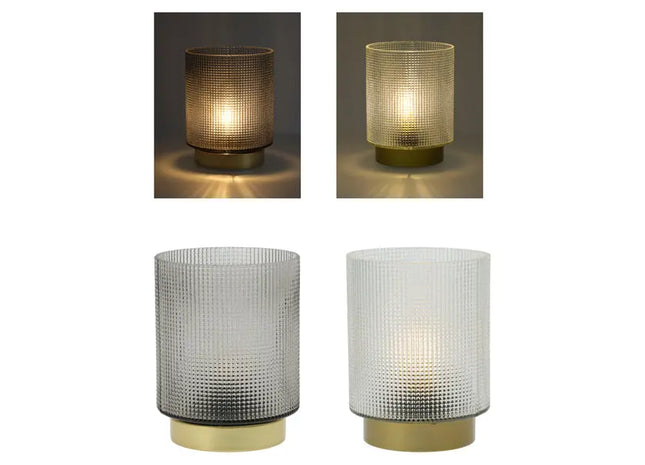 2er Set stylische kleine Glas-LED-Leuchten, 15 cm hoch - Moderne Beleuchtung TK Gruppe® Grosshandel 