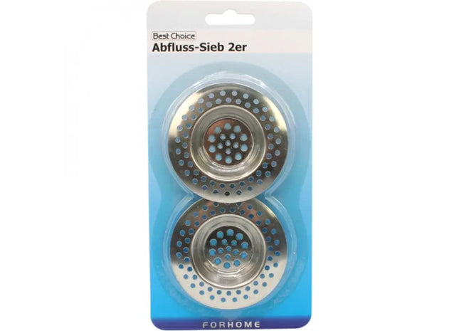 2er Set verchromte Abflusssiebe, 7cm, auf Karte verpackt TK Gruppe® Grosshandel 