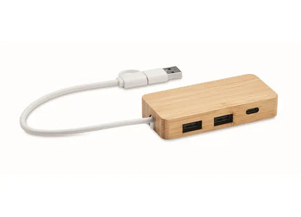 3-Port USB Verteiler HUBBAM - Holz Stilvoller USB-Hub mit 3 Anschlüssen TK Gruppe® Grosshandel 