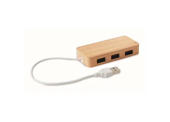 3-fach USB 2.0 Hub aus Bambus von VINA – Ökologischer Holz-Anschluss TK Gruppe® Grosshandel