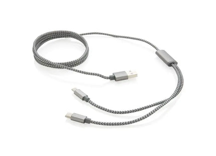 3-in-1 Geflochtenes Ladekabel - Vielseitig, Grau TK Gruppe® Grosshandel 