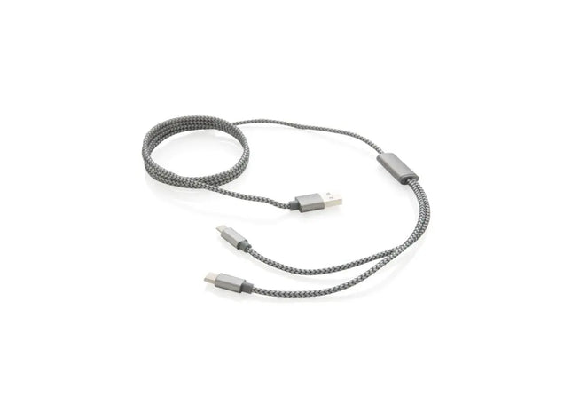 3-in-1 Geflochtenes Ladekabel - Vielseitig, Grau TK Gruppe® Grosshandel 
