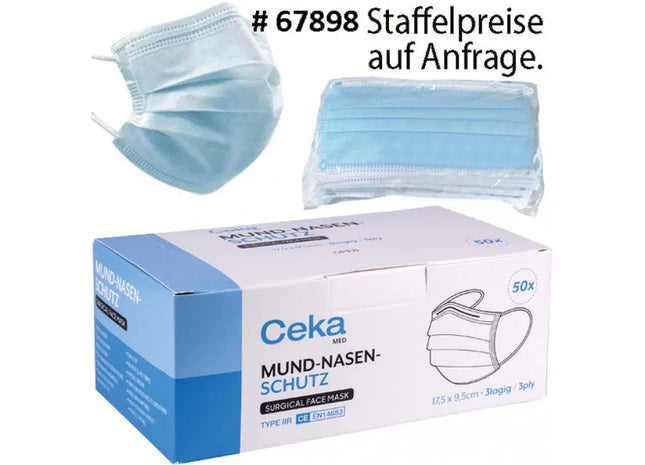 3-lagiger Mund-Nasen-Schutz Typ IIR, BFE-geprüft nach EN14683:2019 TK Gruppe® Grosshandel 
