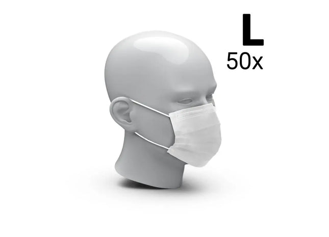 3-lagiger Mundschutz, Größe L, 50 Stück, Weiß, Hygienisch TK Gruppe® Grosshandel 