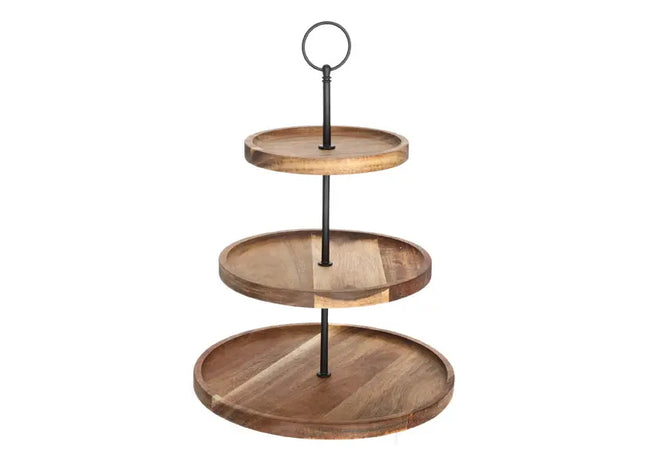 3-stöckige Holz-Etagere, 35 cm hoch, für Kuchen & Gebäck TK Gruppe® Grosshandel 