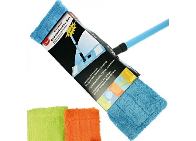 3-teiliges Bodenwischer-Set mit CLEAN Teleskopstiel, Verstellbar, Effizientes Reinigungsset TK Gruppe® Grosshandel 
