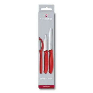 3-teiliges Gemüsemesser-Set mit Schäler in Rot: Küchenessentials TK Gruppe® Grosshandel 
