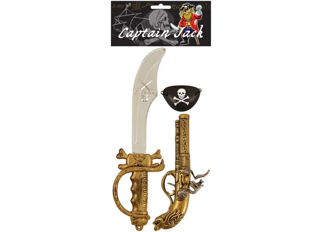 3-teiliges Piraten-Set mit 38 cm Größe – Piraten-Kostümzubehör für Kinder TK Gruppe® Grosshandel 