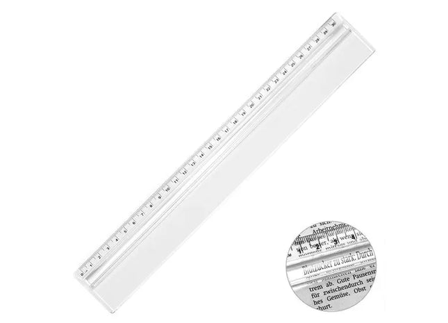30 cm Lineal mit Zeilenlupe in Glasklar – Perfekt für Präzisionsarbeit TK Gruppe® Grosshandel 