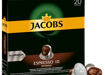 Jacobs Kaffeekapseln Espresso 10 Intenso, 20 Nespresso kompatible Kapseln