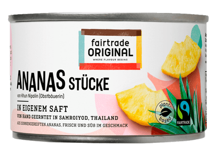 Fairtrade Original Ananas Stücke in eigenem Saft 142g