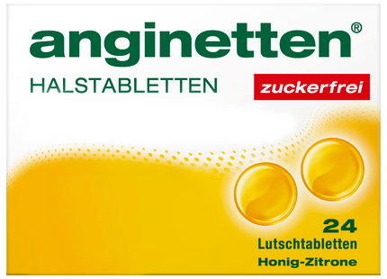 Anginetten Halstabletten Honig-Zitrone zuckerfrei 24 Lutschtabletten