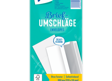 ja! Briefumschläge DIN lang selbstklebend ohne Fenster 50 Stück