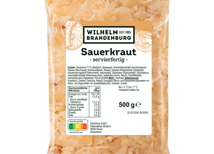 Wilhelm Brandenburg Servierfertiges Sauerkraut 500g